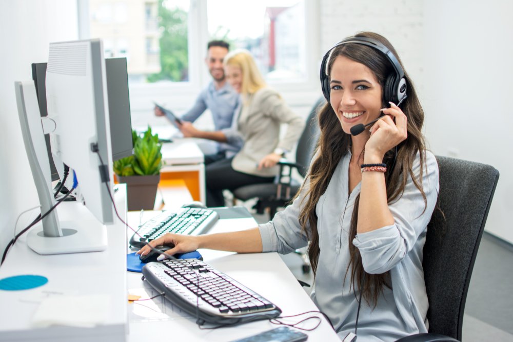 Chat Agent Remote Jobs: Smiling friendly female call center agent