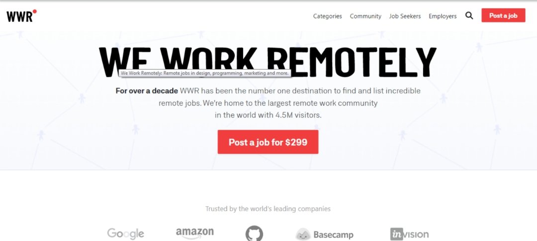 Land Remote Marketing Jobs for Beginners: Weworkremotely home page