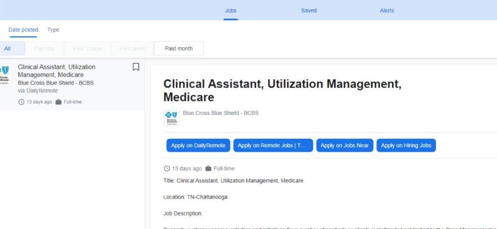 Blue Cross Blue Shield Remote Jobs: A picture showing landing page of BCBS to find remote health Care opportunity.