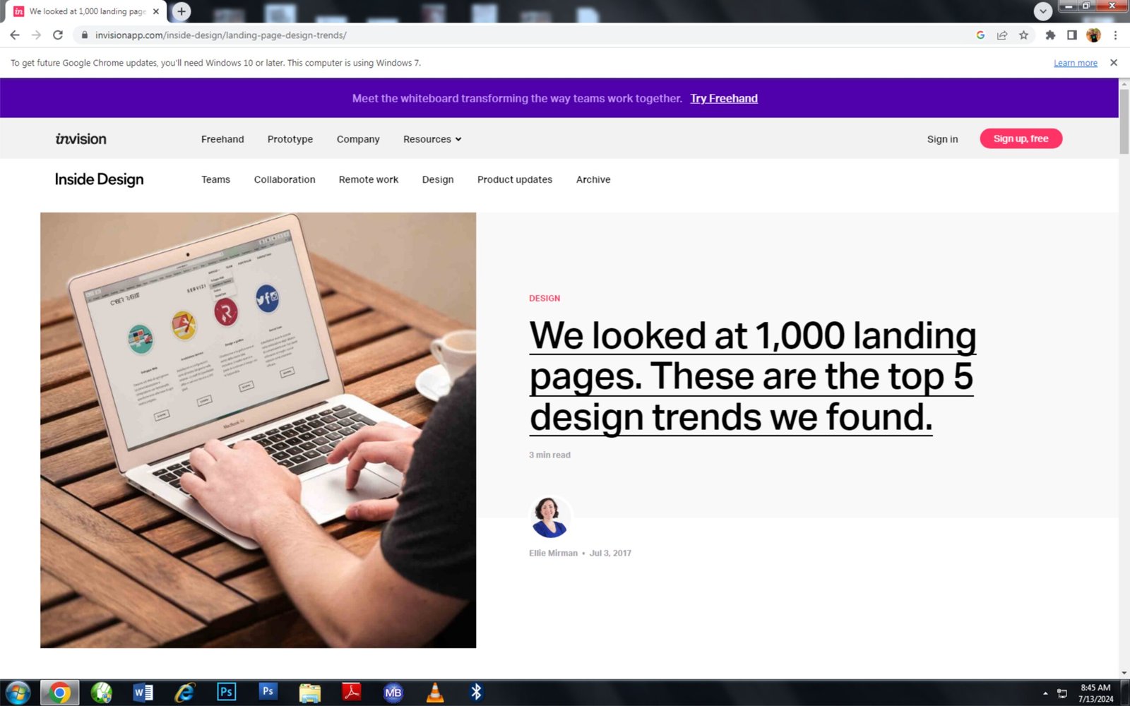 Work From Home Jobs Hiring: A picture showing landing page for Careers at InVision 