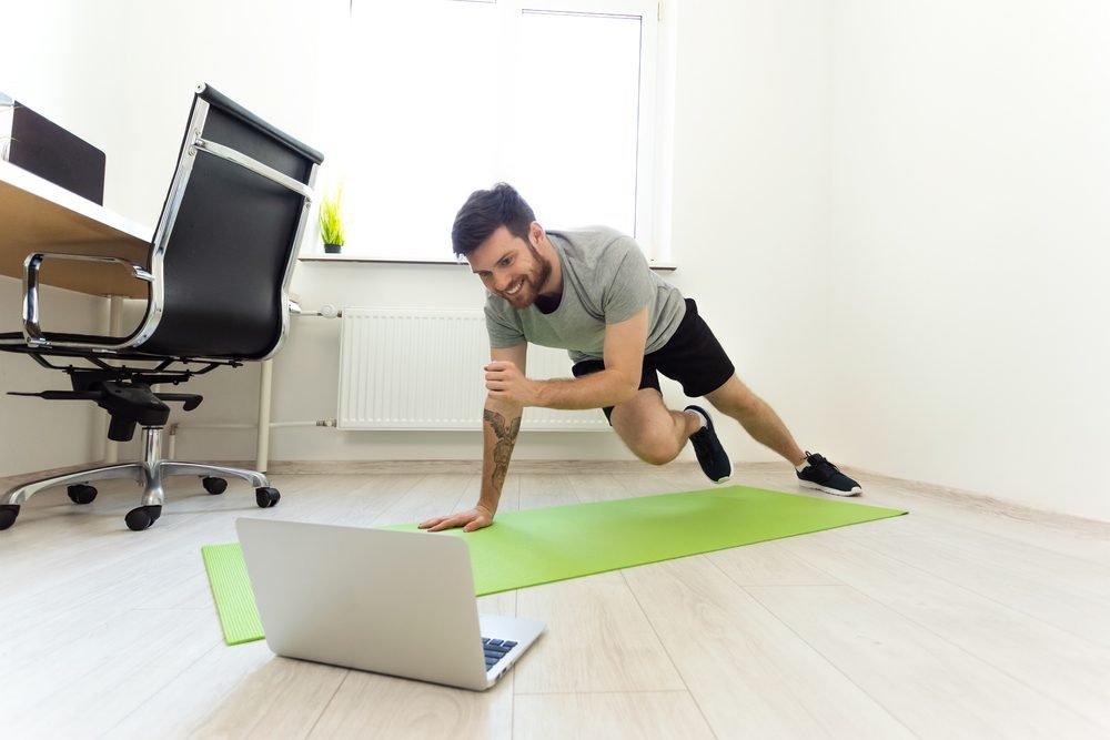 A remote worker carrying out the Work from Home Exercises